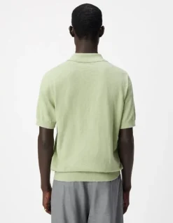 Polo manches courtes vert maille flammée Homme