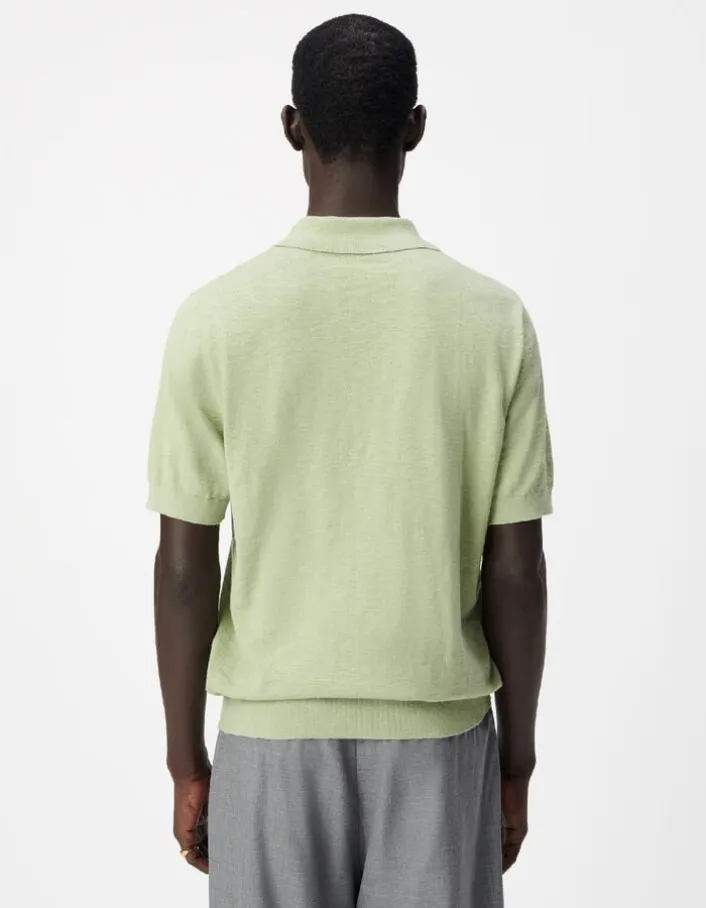 Polo manches courtes vert maille flammée Homme