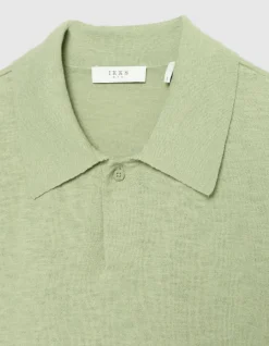 Polo manches courtes vert maille flammée Homme