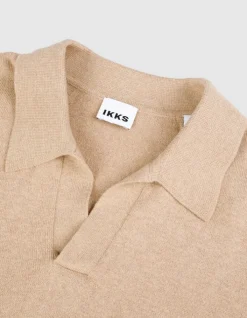Polo manches longues marron beige Homme