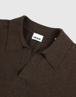 Polo manches longues marron tricot Homme