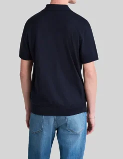 Polo marine tricot léger Homme