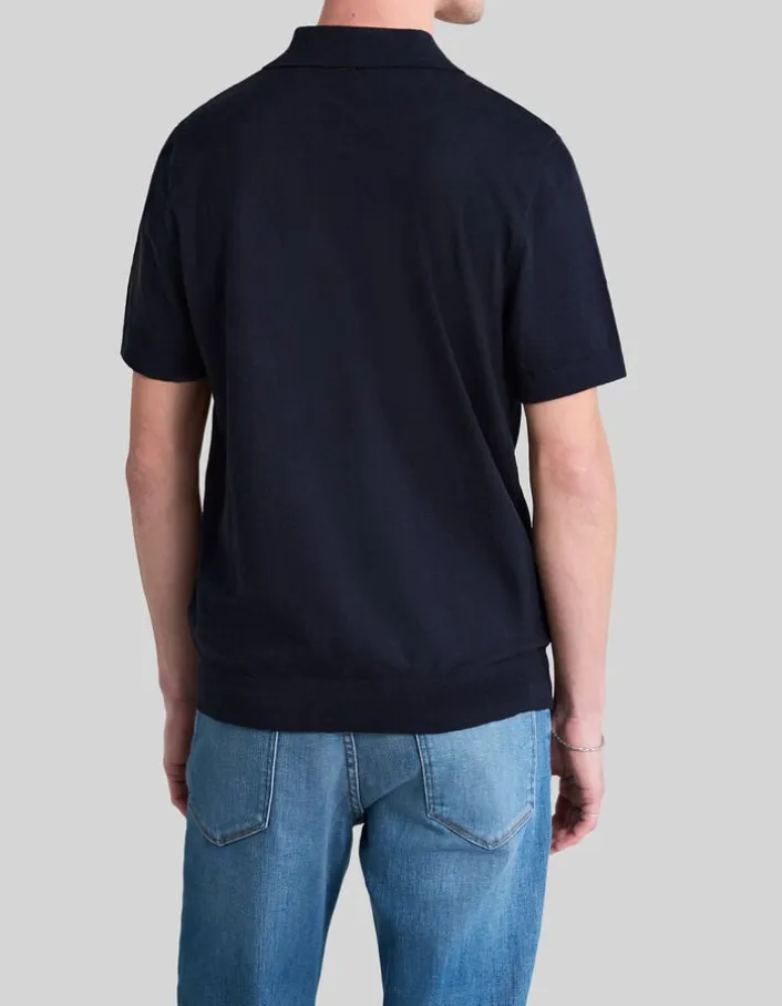 Polo marine tricot léger Homme