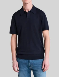 Polo marine tricot léger Homme