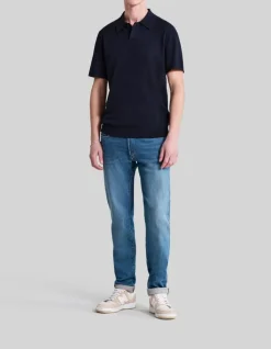 Polo marine tricot léger Homme