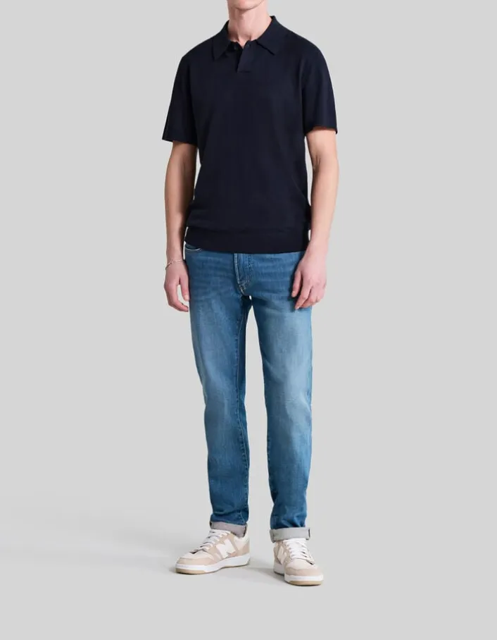 Polo marine tricot léger Homme