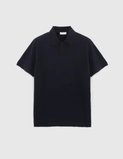Polo marine tricot léger Homme