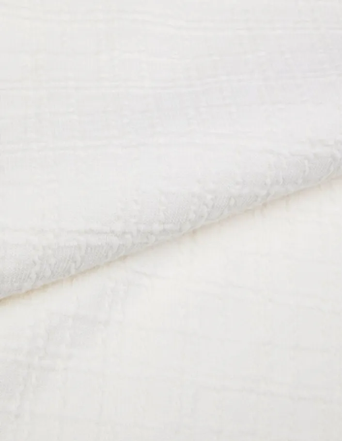 Polo zippé blanc jacquard carreaux Homme