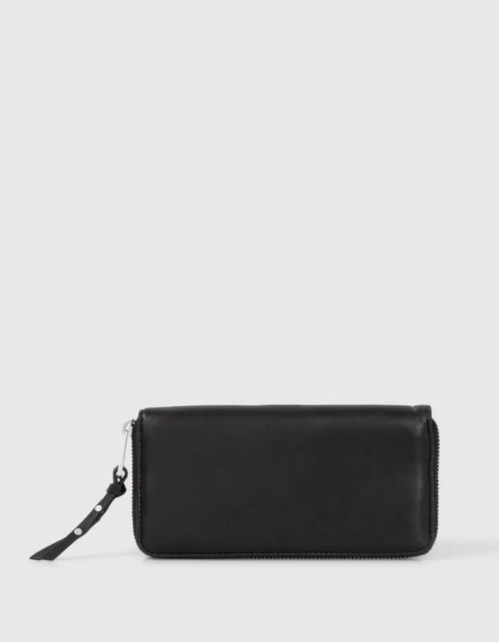 Portefeuille 1440 Compagnon noir cuir matelassé Femme
