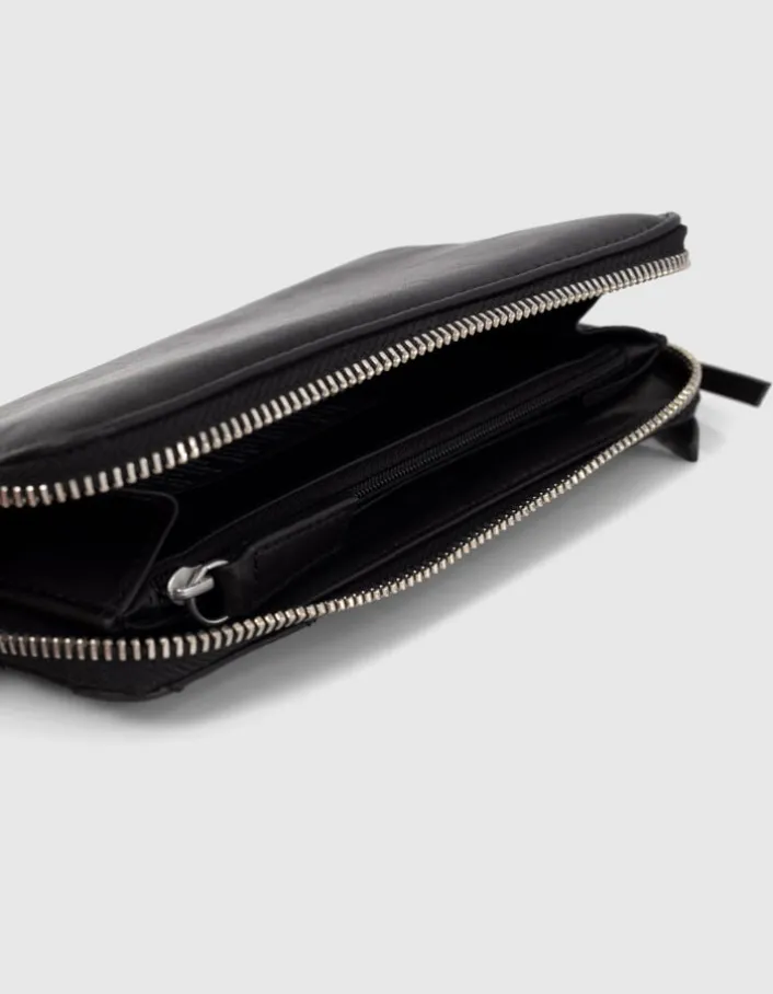 Portefeuille 1440 Compagnon noir cuir matelassé Femme