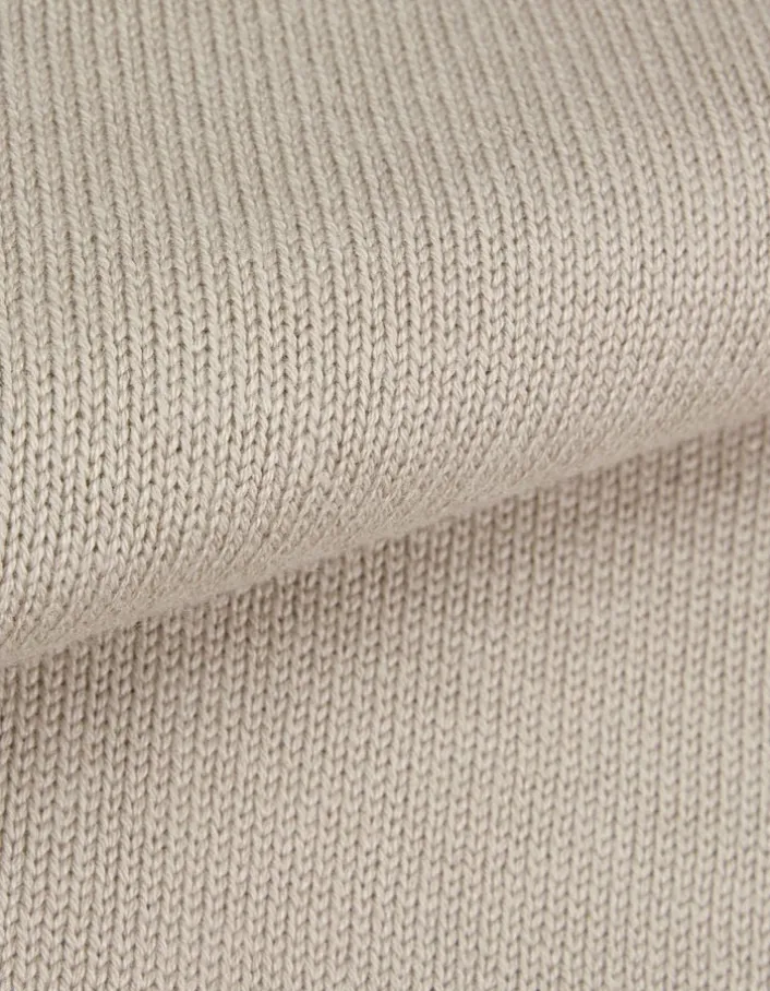 Pull beige tricot col polo boutonné Homme