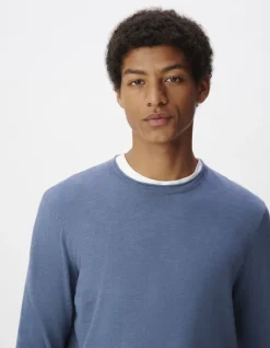 Pull bleu tricot flammé Homme