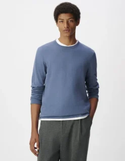 Pull bleu tricot flammé Homme