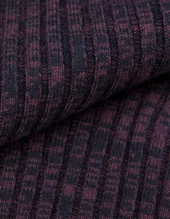 Pull bordeaux et noir tricot mouliné goutte devant Femme
