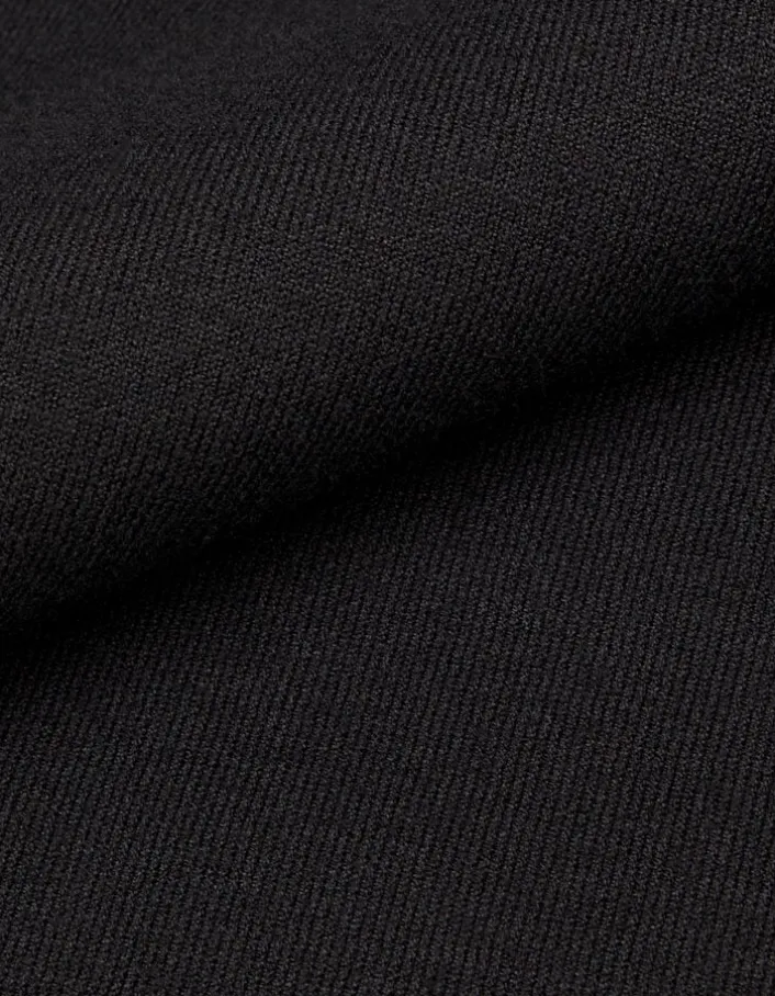 Pull capuche noir tricot poche kangourou Homme