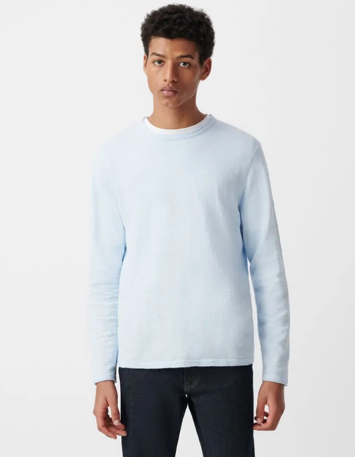 Pull ciel tricot flammé bords roulottés Homme