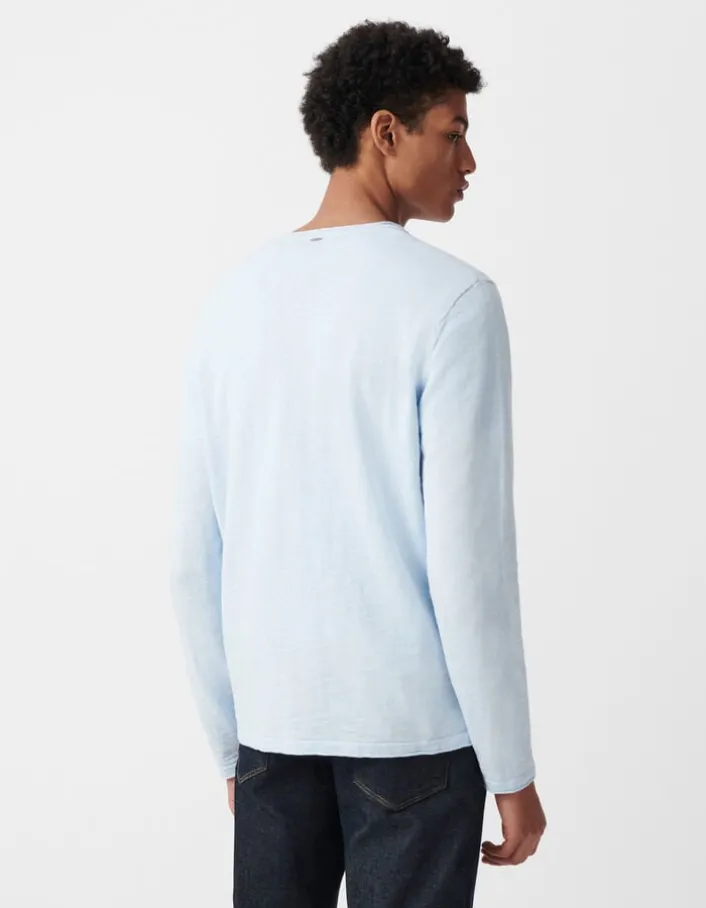 Pull ciel tricot flammé bords roulottés Homme