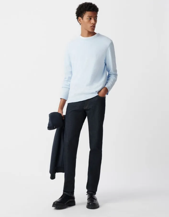 Pull ciel tricot flammé bords roulottés Homme