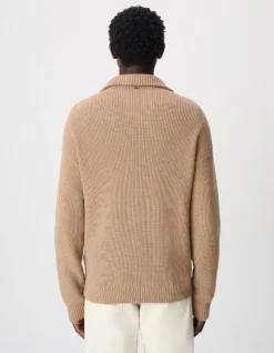 Pull col camionneur camel tricot côtelé Homme