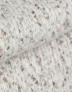 Pull col montant beige tricot mouliné Femme