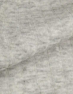 Pull col polo gris tricot côtelé Femme