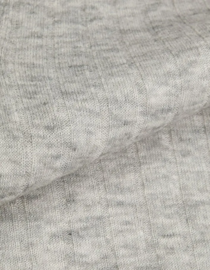 Pull col polo gris tricot côtelé Femme