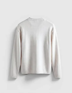 Pull col rond blanc tricot coton Femme