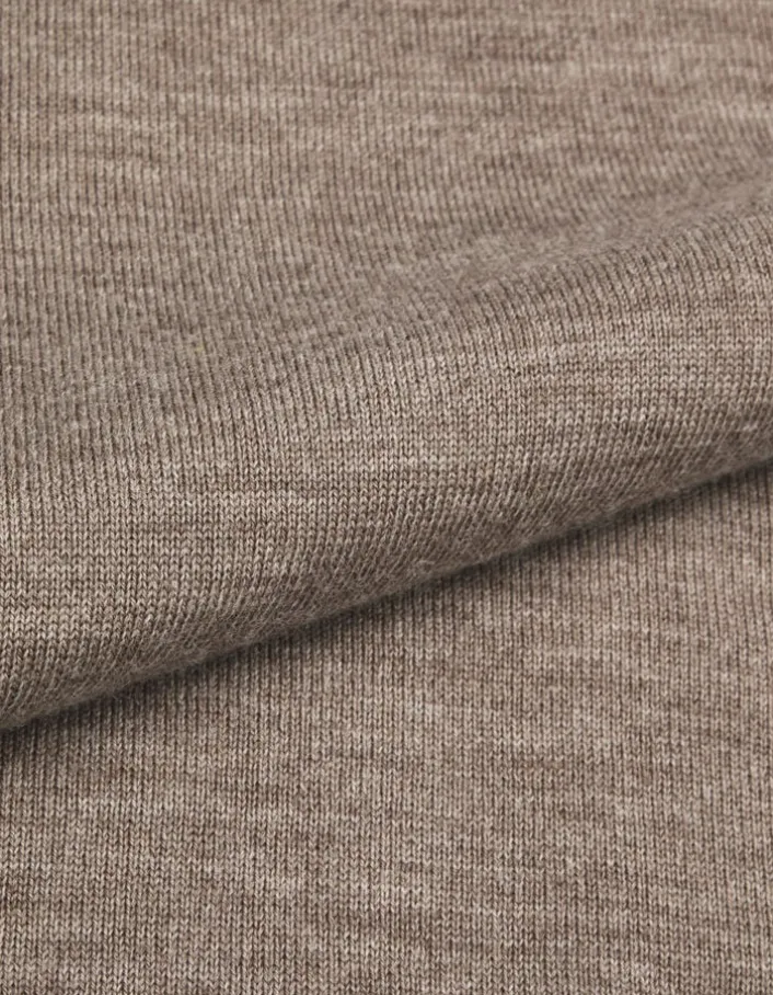 Pull col roulé beige tricot 100% laine Homme