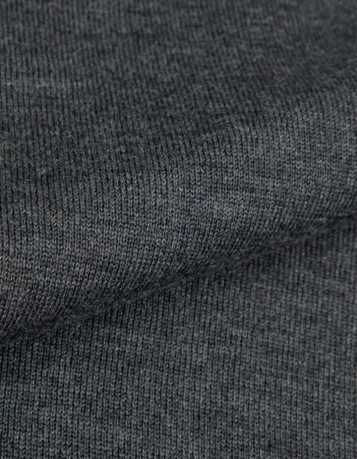 Pull col roulé gris tricot 100% laine Homme