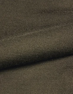 Pull col V kaki tricot 100% laine boutons strass dos Femme