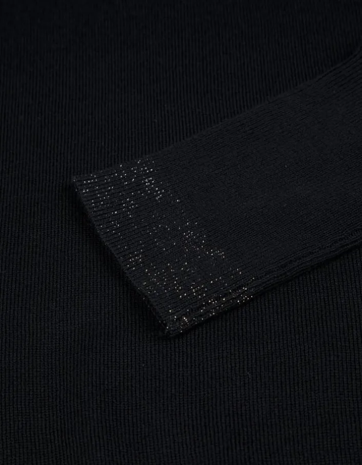 Pull encolure V noir 100% laine Femme