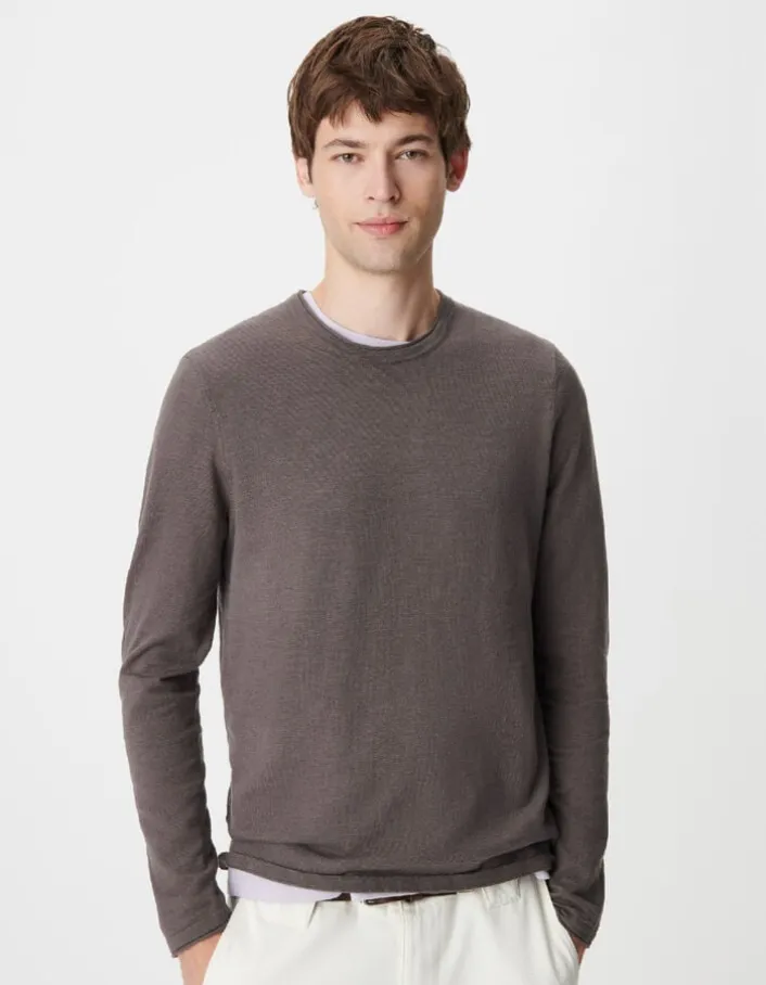 Pull gris tricot flammé Homme