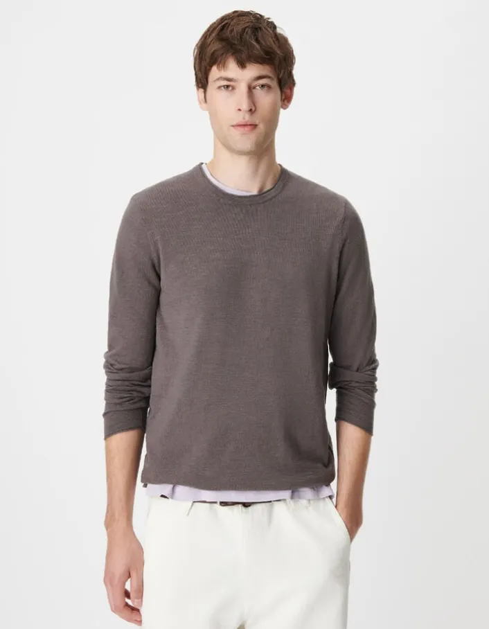 Pull gris tricot flammé Homme