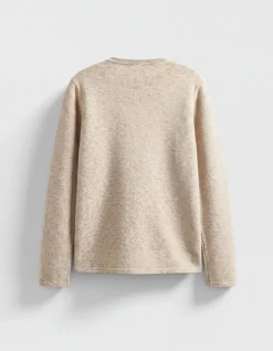 Pull manches longues beige tricot mouliné Homme