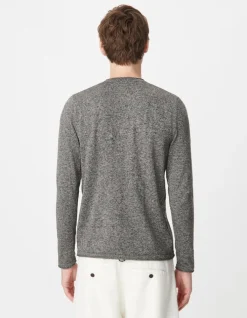 Pull manches longues gris tricot mouliné Homme