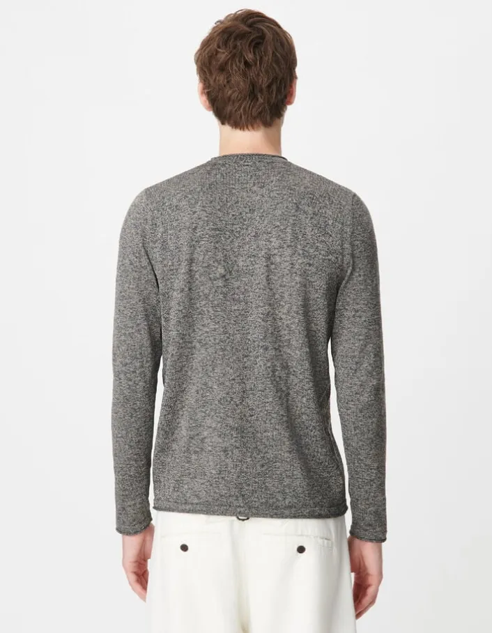 Pull manches longues gris tricot mouliné Homme