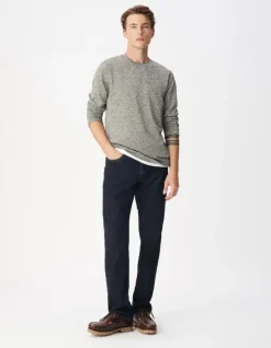 Pull manches longues kaki tricot mouliné Homme