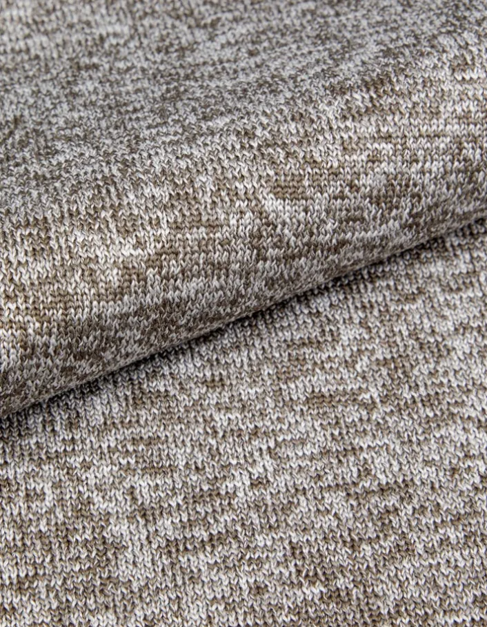 Pull manches longues kaki tricot mouliné Homme