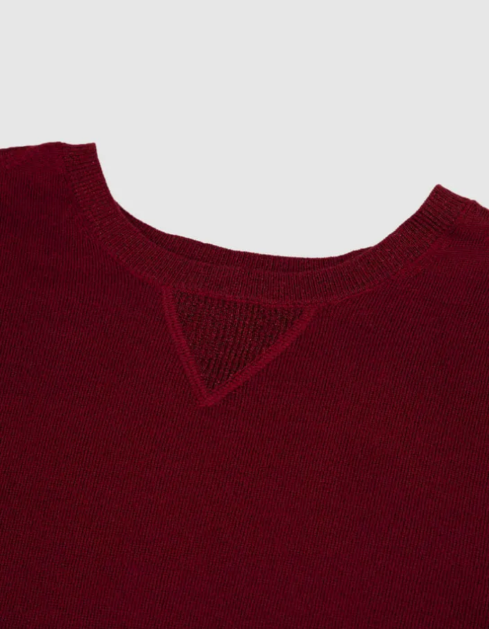 Pull manches longues prune tricot détail lurex Femme