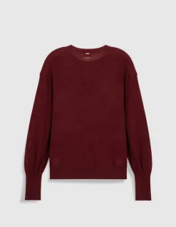 Pull manches longues prune tricot détail lurex Femme