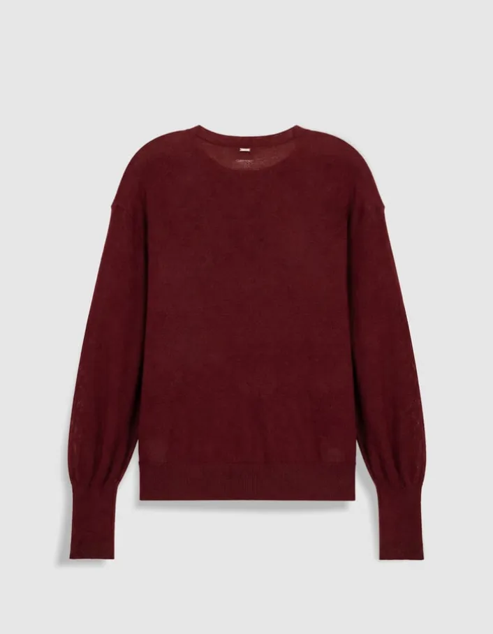 Pull manches longues prune tricot détail lurex Femme