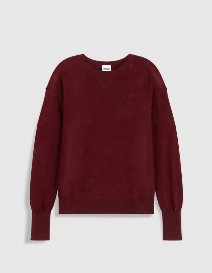 Pull manches longues prune tricot détail lurex Femme