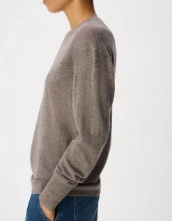 Pull manches longues taupe grisé tricot détail lurex Femme