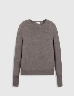 Pull manches longues taupe grisé tricot détail lurex Femme