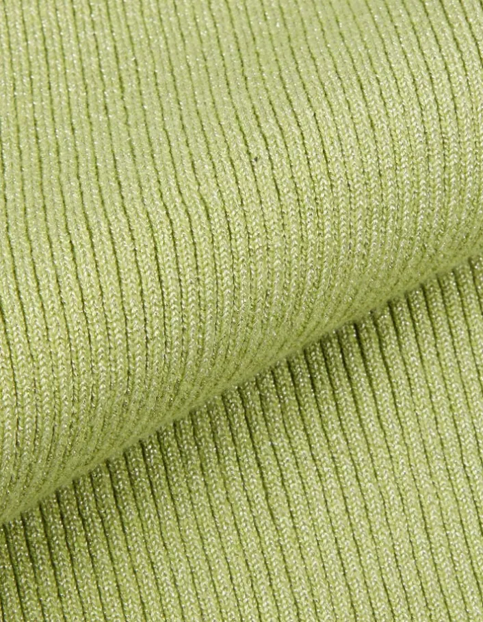 Pull sans manches vert tricot côtelé Femme