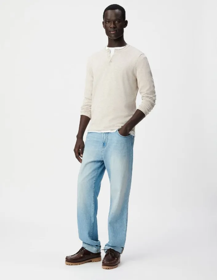 Pull tunisien beige tricot chiné Homme