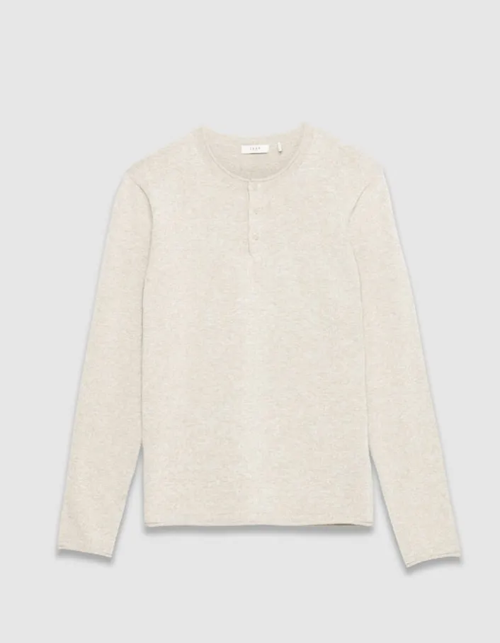 Pull tunisien beige tricot chiné Homme