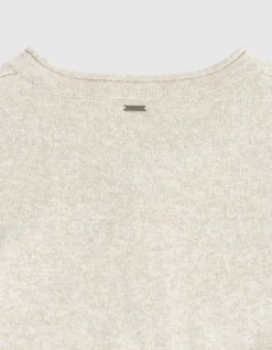 Pull tunisien beige tricot chiné Homme