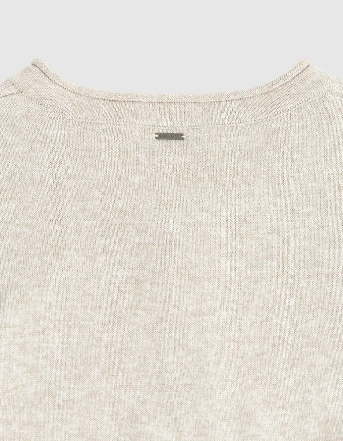 Pull tunisien beige tricot chiné Homme