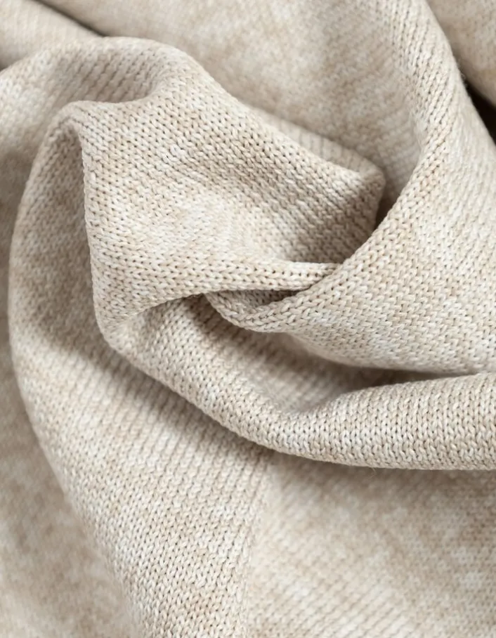 Pull tunisien beige tricot chiné Homme